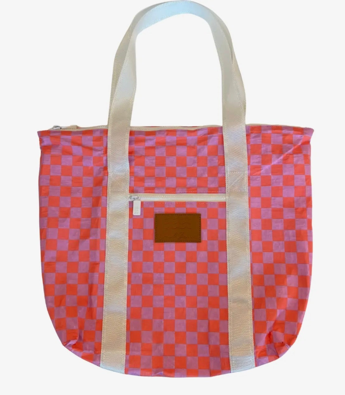 Pink Coral Checker Water Resistant Tyvek
Shoulder Tote