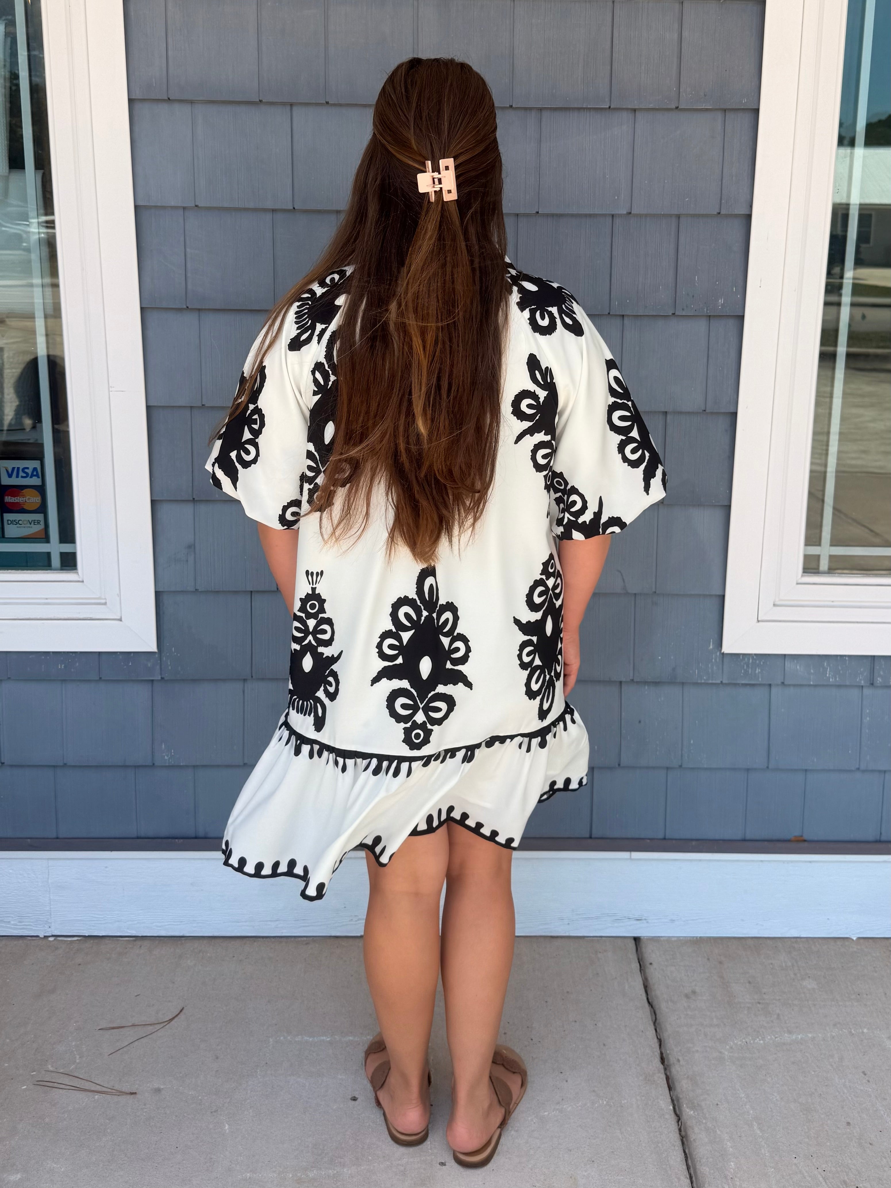 Off White Bold Print Mini Dress