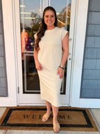 Sand Beige Round Neck Dress