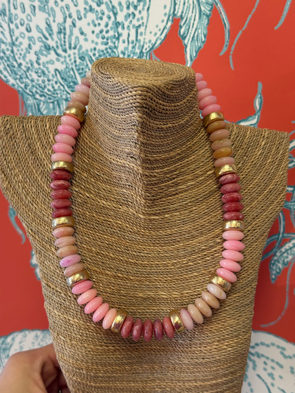 Pink & Gold Beaded Necklace