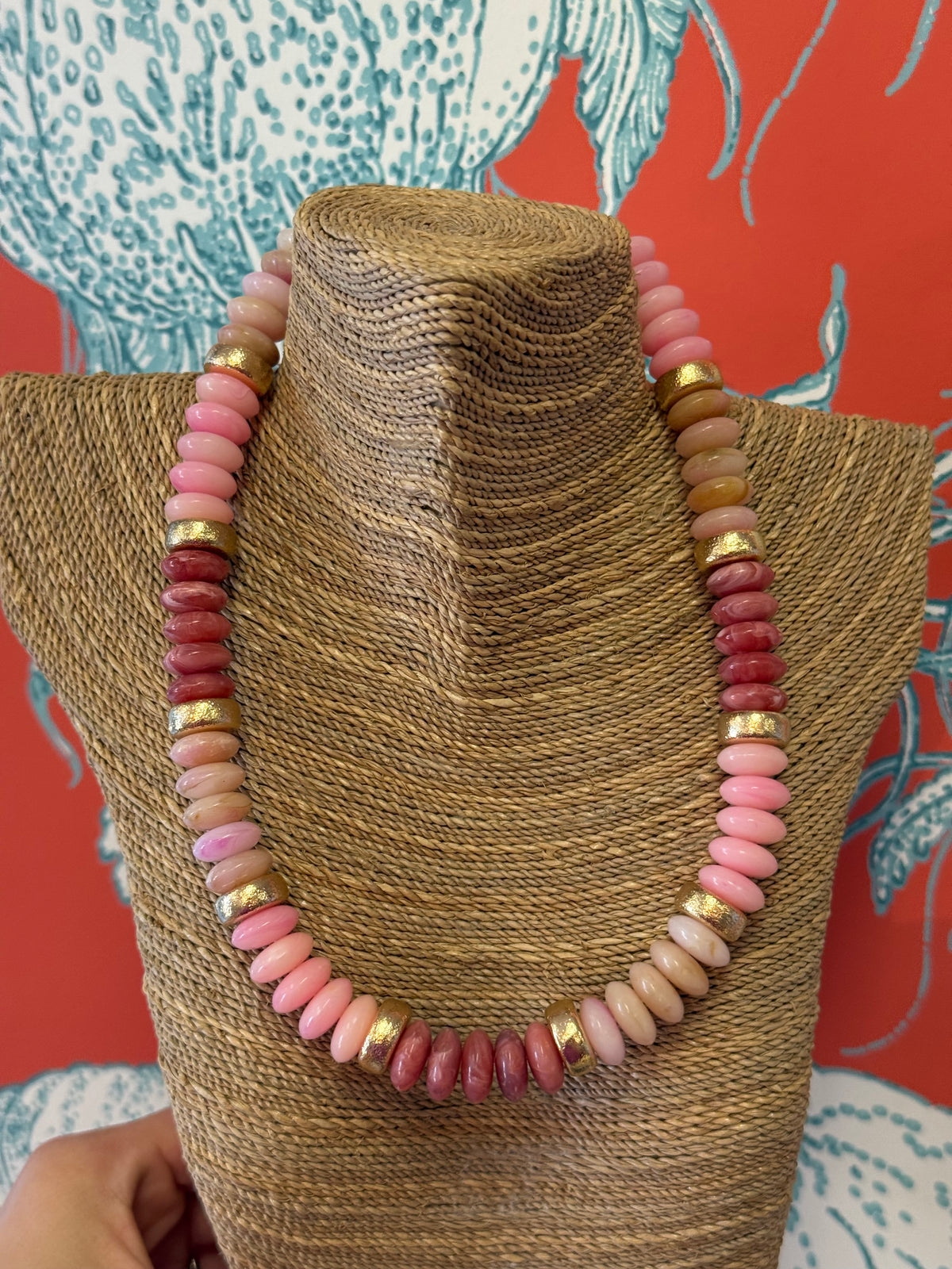 Pink & Gold Beaded Necklace
