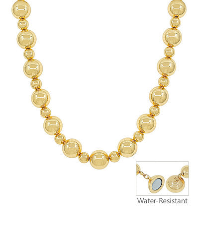 Gold Ball Necklace - Water Resistant