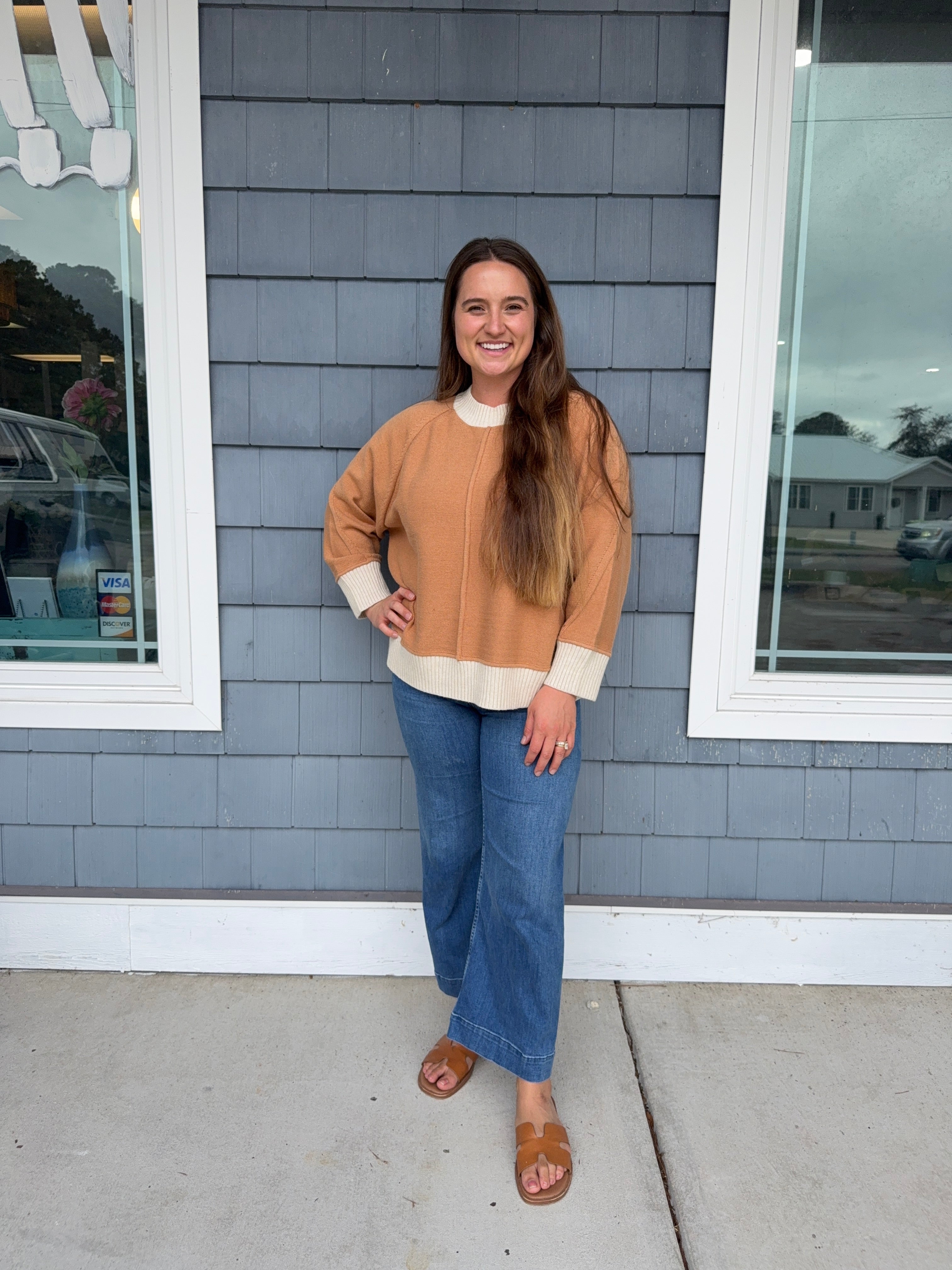 Camel Knit Contrast Sweater