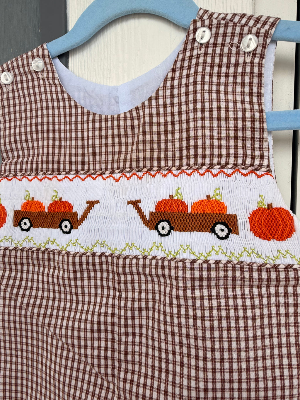 Pumpkin Wagon Smocked Jon Jon