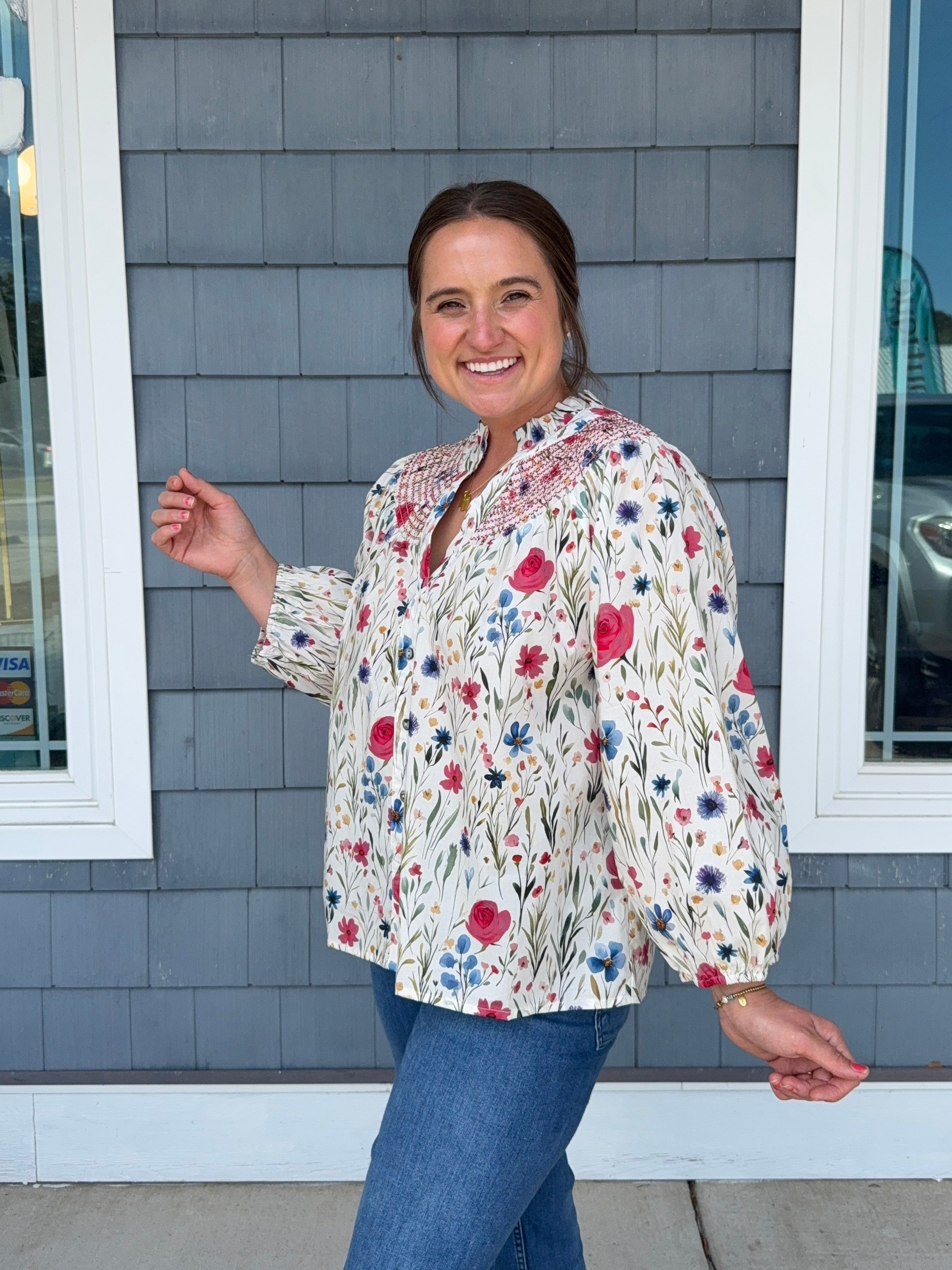 Cream Floral Pattern Top