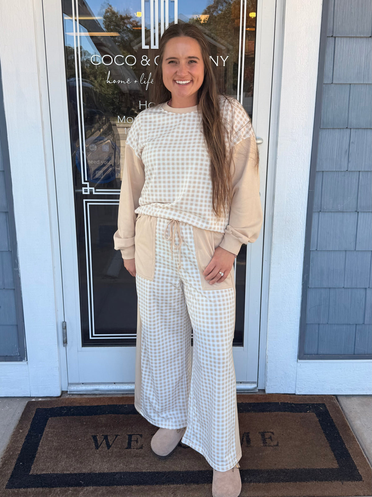 Checkered Wide Leg Pant Set