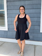 Black Knit Woven Dress
