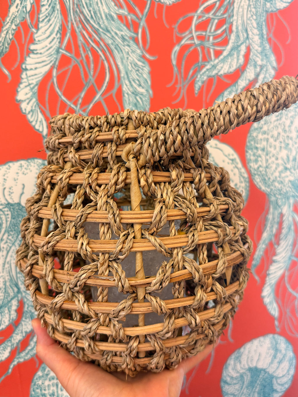 Seagrass Lantern with Glass Hurricane