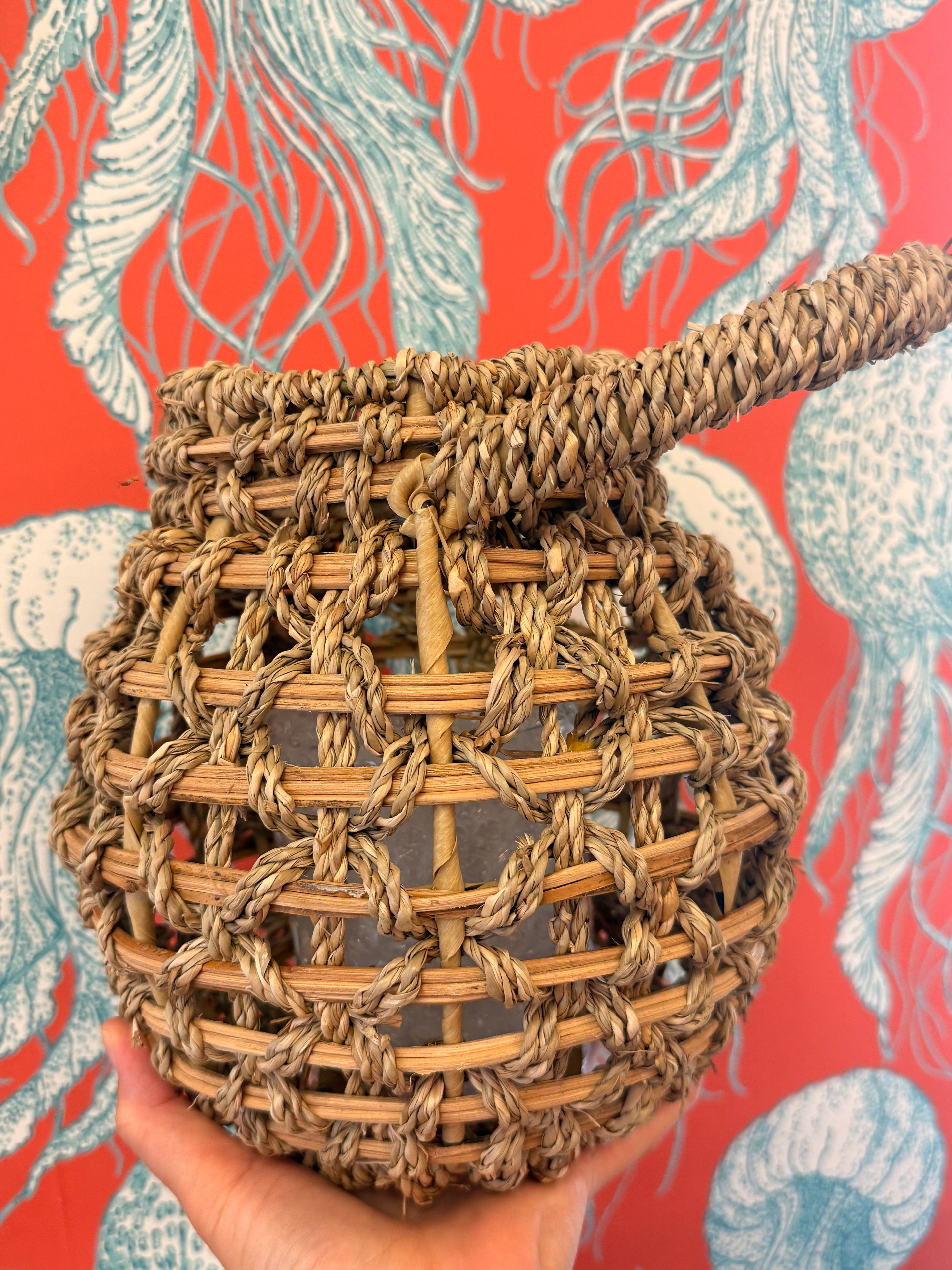 Seagrass Lantern with Glass Hurricane
