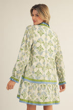 Blue Ruffle Floral Tiered Dress