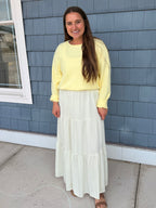 Off White 3-tier Elastic Waist Skirt
