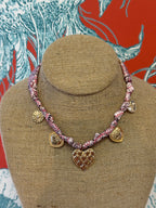 Multi Heart Charm Scarf Necklace