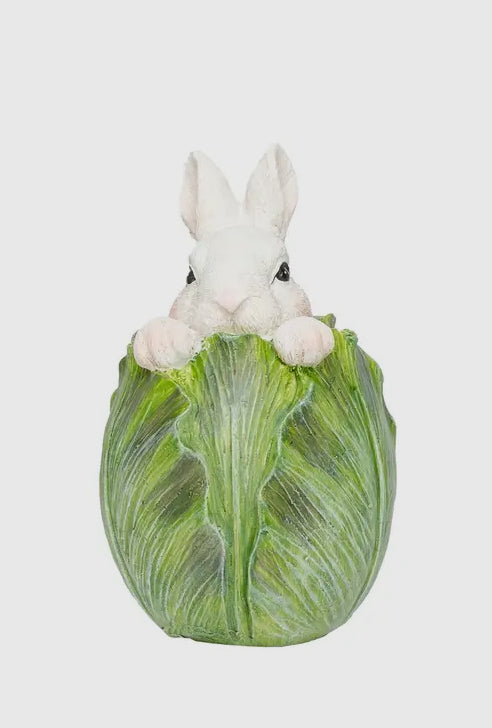 Hiding Cabbage Bunny: Face 4” Resin
