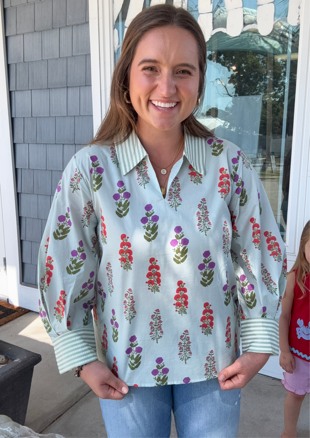 Mint Floral Top