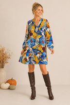 Multicolor Floral Ruffle Hem Dress