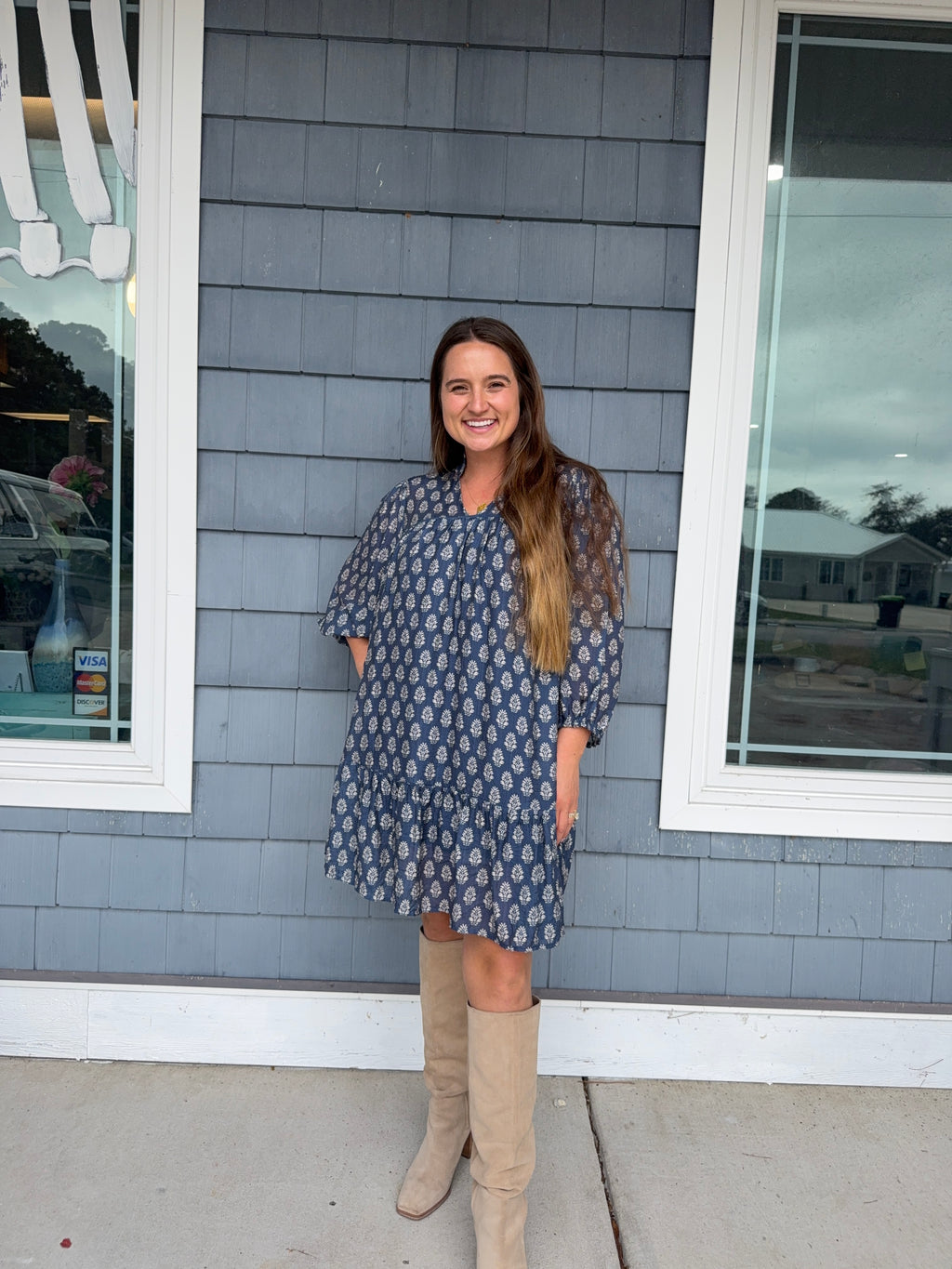 Blue Block Boho Mini Dress