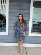 Blue Block Boho Mini Dress