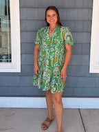 Matcha Mix Paisley Print Button Up Dress