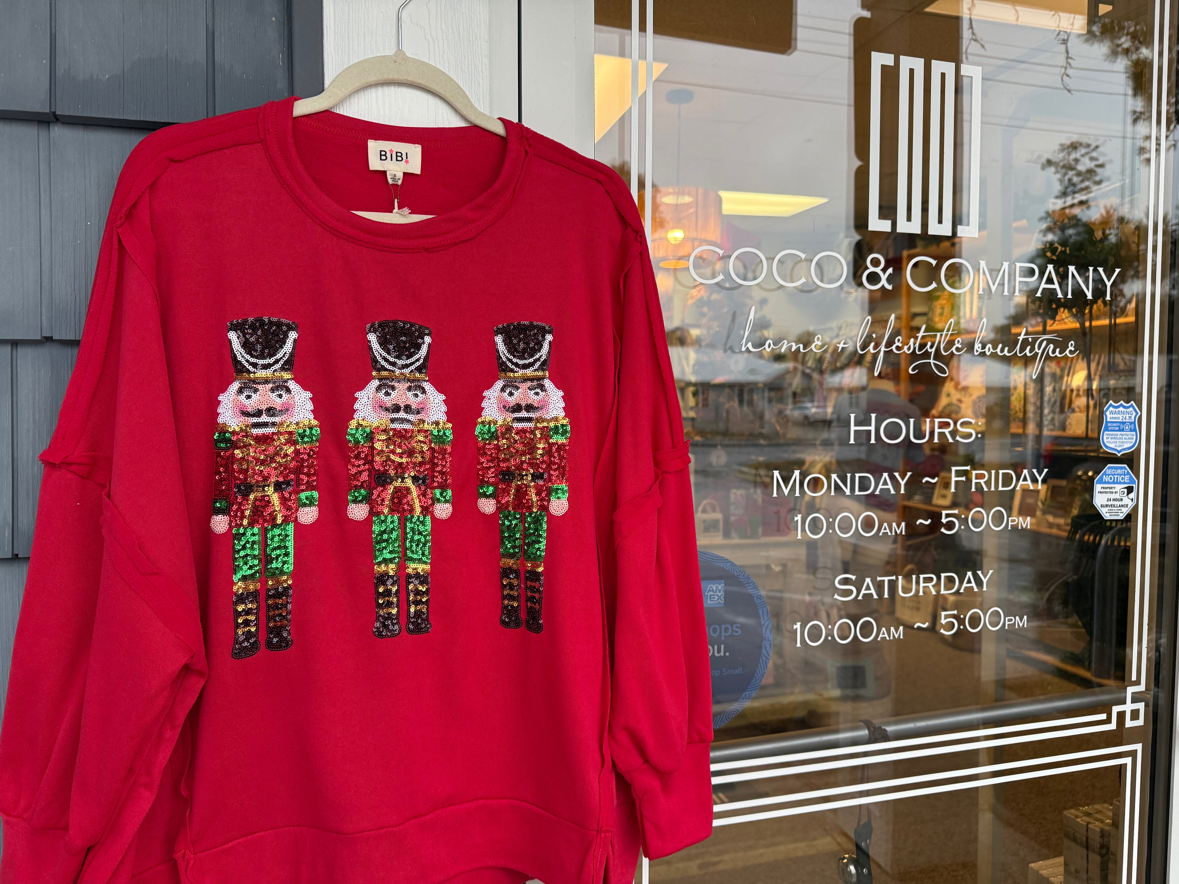 Red Nutcracker Sequin Top