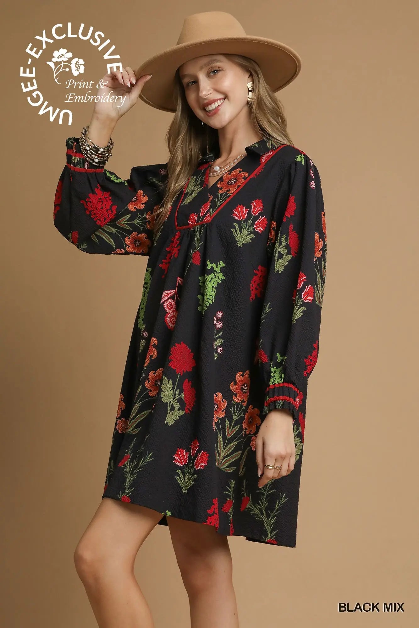 Black Floral Print Textured Fabric Dress SHIPS OR PICKUP FROM COCO 10/10/25