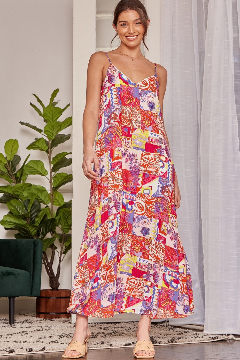 Patchwork Pink Maxi Dress