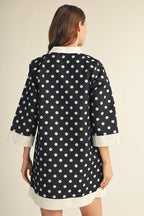 PREORDER: Black & White Polka Dot Shift Dress
