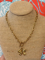 Hammered Flower Toggle Necklace