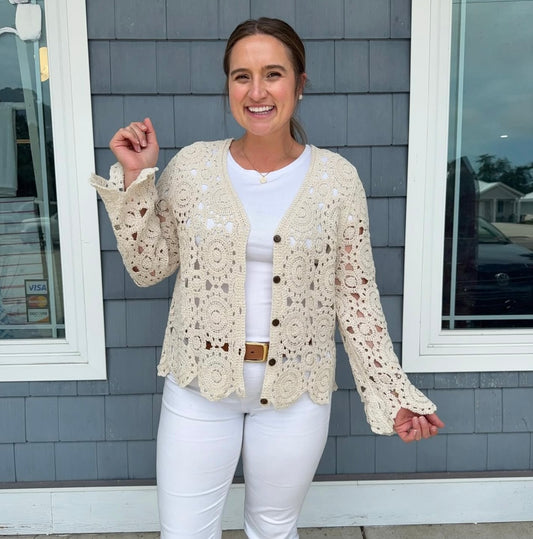 Crochet Button Front Cardigan
