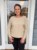 Cream Seedstitch Crewneck Sweater