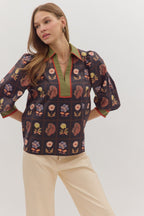 Black Fall Floral Top SHIPS OR PICKUP FROM COCO 10/6/25