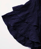Navy Textured Ruffle Blouse