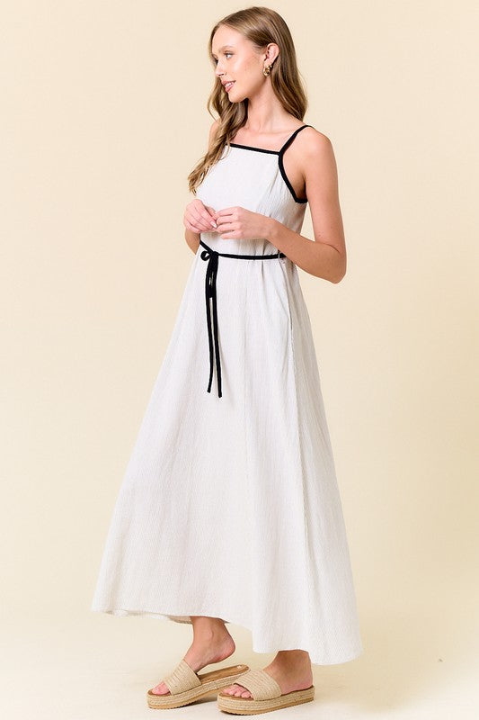 Linen Off White/Black Dress