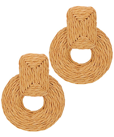 Wrapped Raffia Circle Dangle Earrings