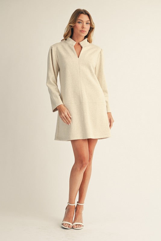 Oatmeal Herringbone Pattern Shift Dress SHIPS OR PICKUP FROM COCO 10/20/25