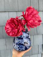 Large Blue Floral Hand Painted Vase