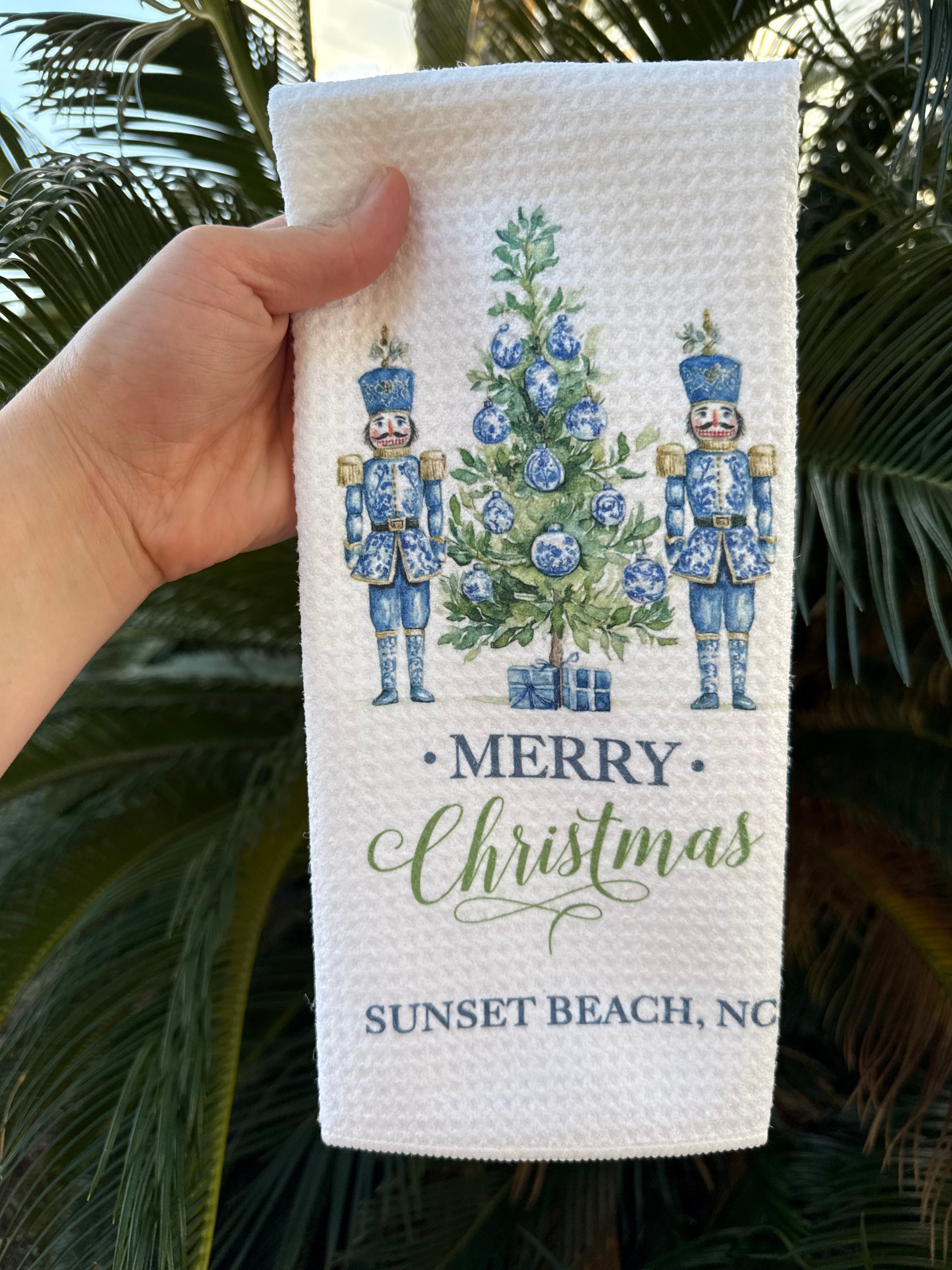 Merry Christmas Sunset Beach Towel
