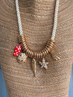 Sealife Multi Charm & Ring Cord Necklace