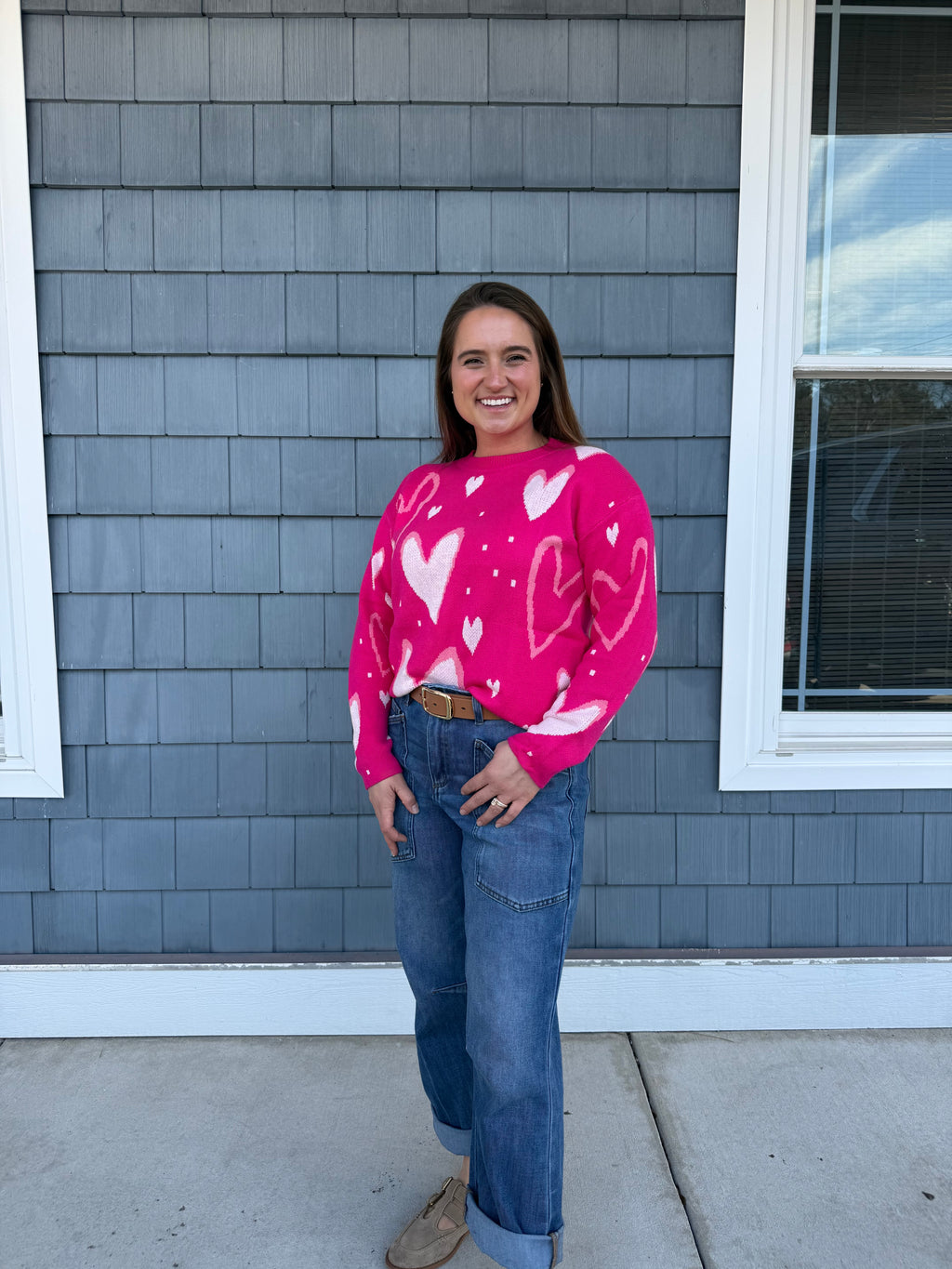 Hot Pink Multi Heart Sweater