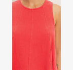Sleeveless Round Neck Top & Shorts Set- Red