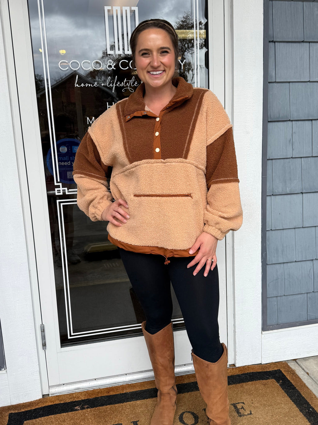Brown & Tan Color Block Pullover