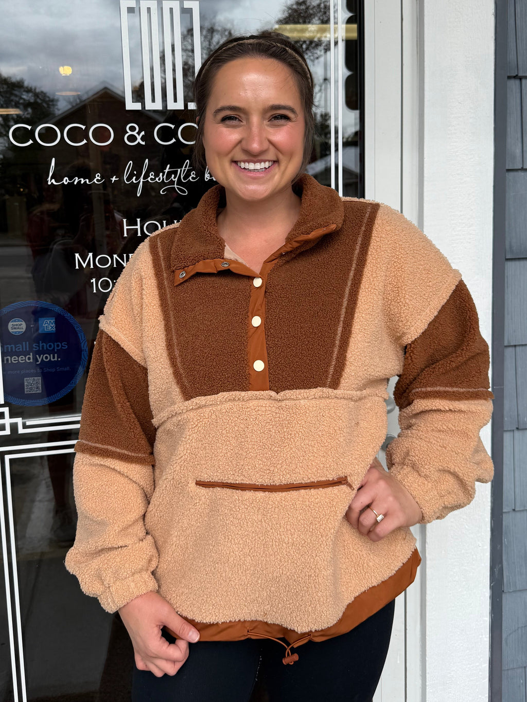 Tan Color Block Brown & Tan Color Block Pullover – COCO & Company