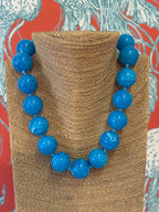 Cobalt Blue Large Marble Beaded Necklace