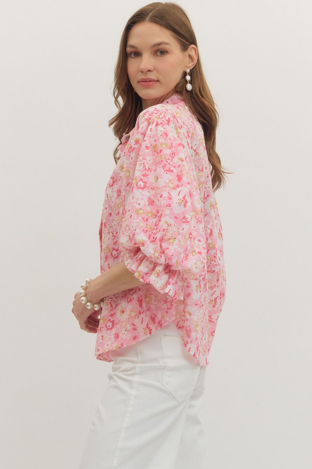 Botanical Eyelet Puff Sleeve Top
