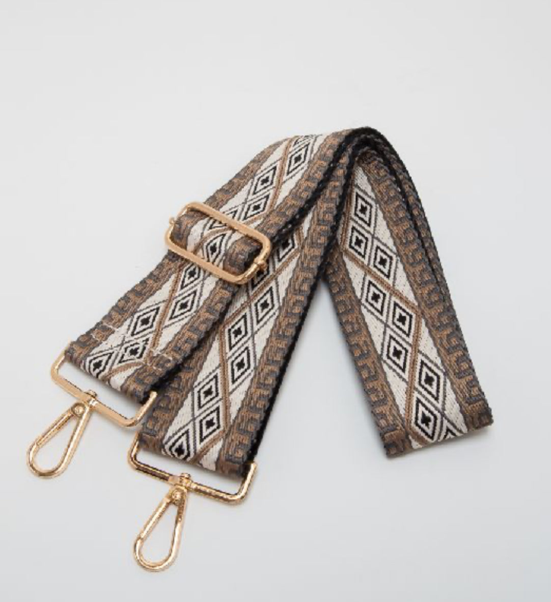 Geometric Woven Brown/White Adjustable Bag Strap