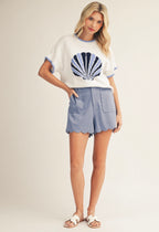 Navy & Blue Off White Shell Sweater Top