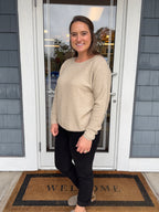 Cream Seedstitch Crewneck Sweater