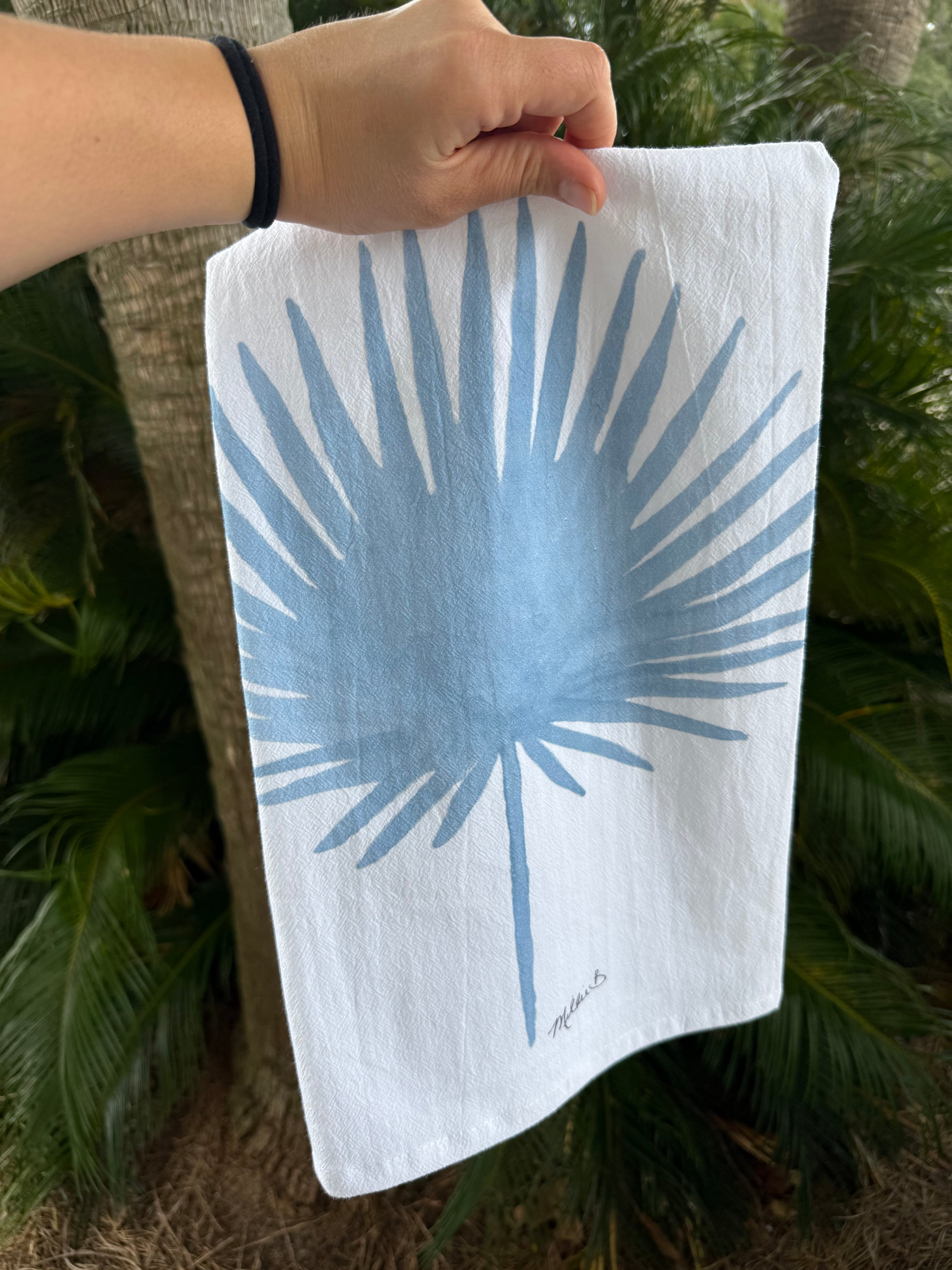 Frond White Flour Sack Towel
