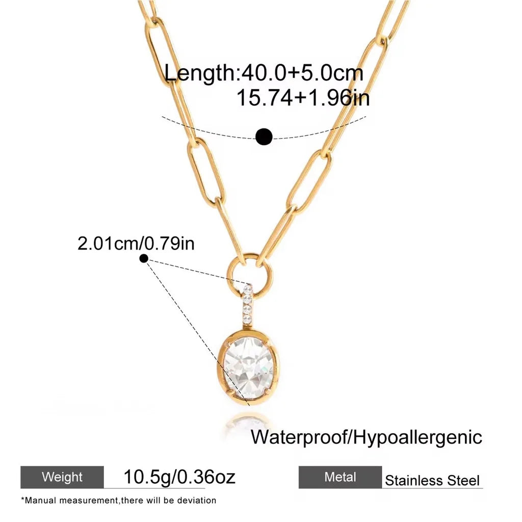 Oval Shape Stainless Steel Necklace