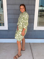 Green Oversized Button Down Shirt Dress