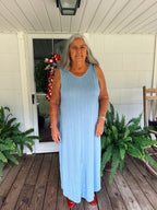 Ocean Blue Textured Maxi Dress